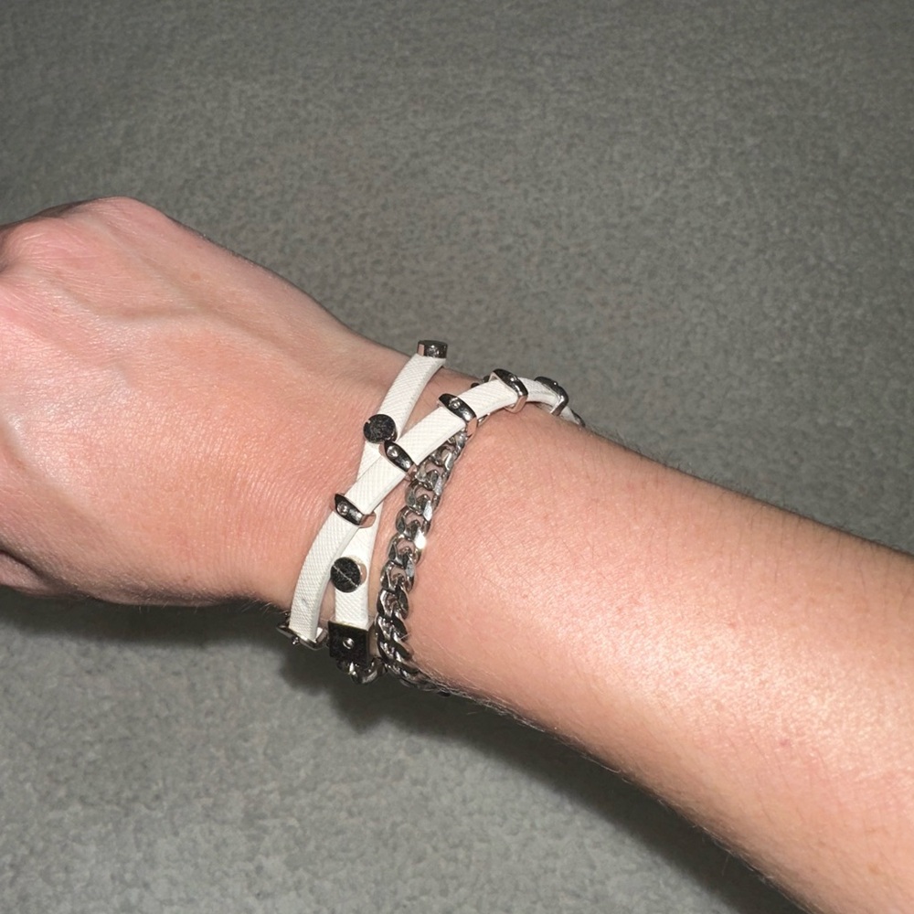 Henri Bendel White Wrap Bracelet with Silver accents